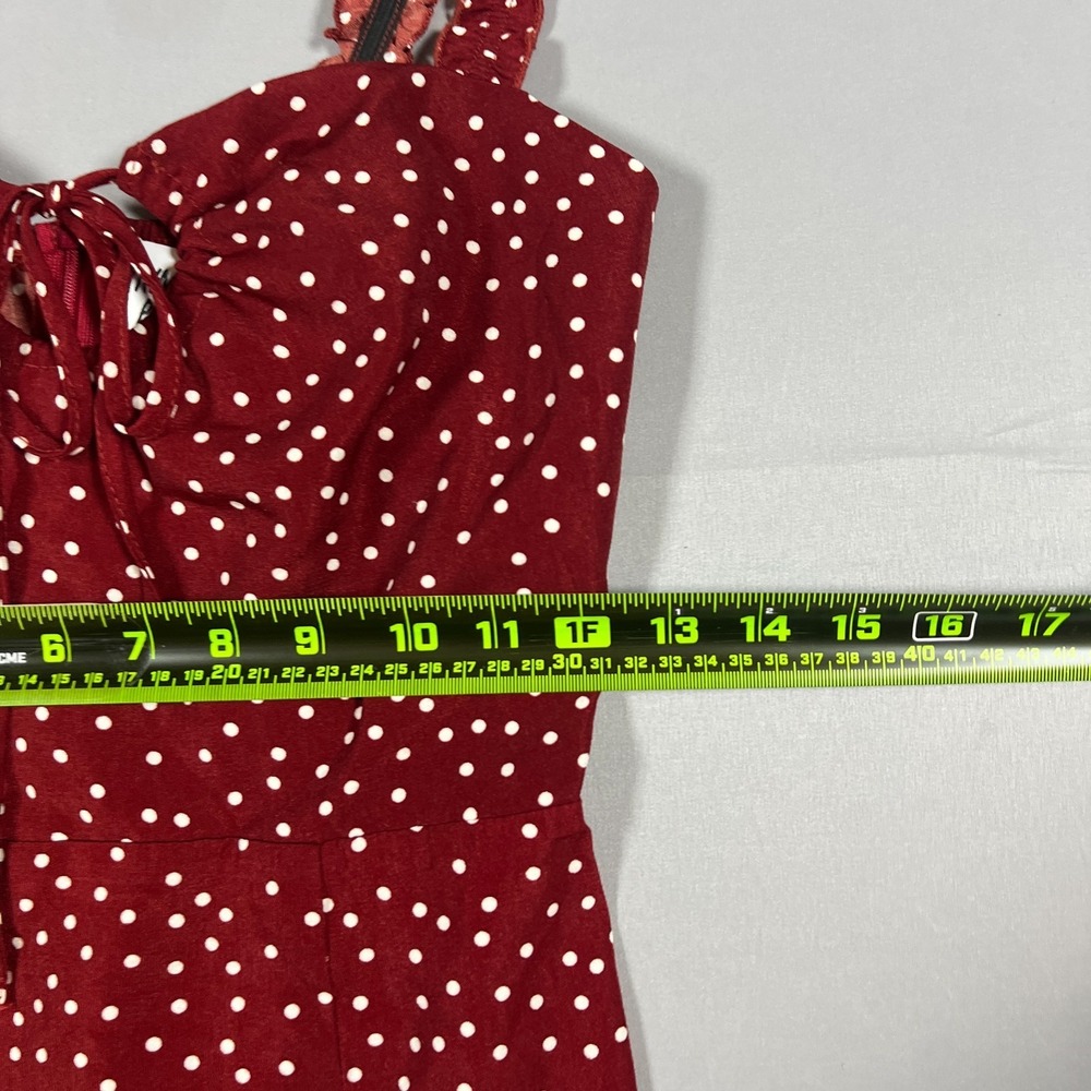 Princess Polly Mini Dress Women 2 Red White Polka Dot Tie Front Sleeveless Party - Picture 7 of 10